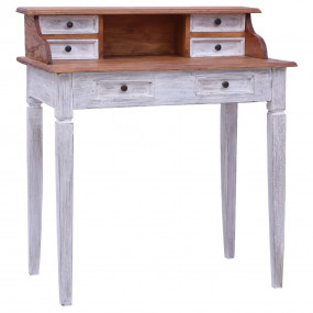 Writing Desk Natural and white Solid mahogany wood Comp...
