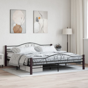 Bed Frame Black Metal Double Extra Long Bed Frame Recta...
