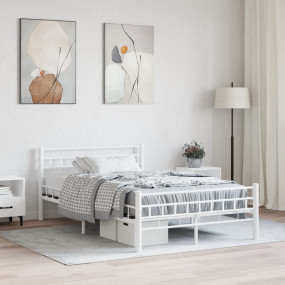 Bed Frame White Metal frame 47.2x78.7 in Bed Frame Rect...