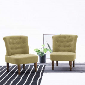French Chair Set of 2 Green Polyester Medium Durable