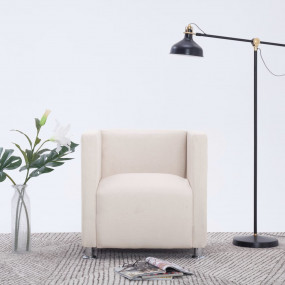 Armchairs Cream Polyester upholstery, Wooden frame, Chr...
