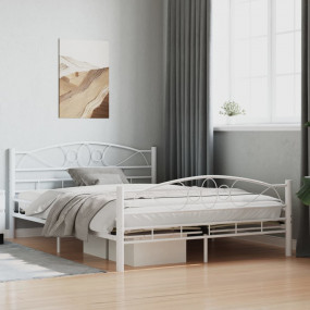 Bed Frame White Metal 55.1x78.7 in Durable Bed Frame