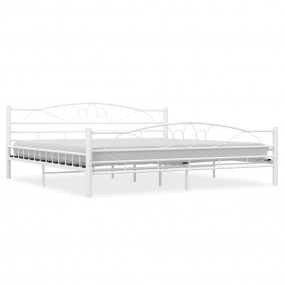 Bed Frame White Metal, Plywood 78.7 x 78.7 in Durable B...