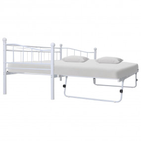 Day Bed White Steel frame, Plywood slats