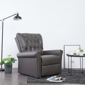 Reclining Chair Gray Faux Leather Medium Reclining Chai...