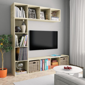 Book Cabinet Set of 3 Sonoma Oak Engineered wood Large