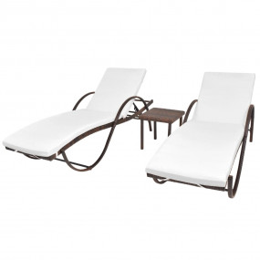 Sun Lounger Set of 5 Brown Powder-coated steel, PE ratt...