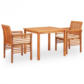 Outdoor Dining Set Brown frame Solid Acacia wood 3 Piec...
