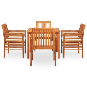 Outdoor Dining Set Brown frame Solid Acacia Wood 5 Piec...