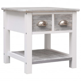 Side Table Grey and white Paulownia wood Small Side Tab...