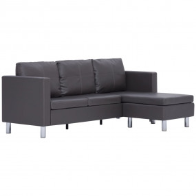 Sofa Grey Faux leather, Wood, Chrome-plated iron Large ...