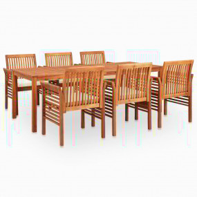 Outdoor Dining Set Brown frame, cream cushions Wood Aca...