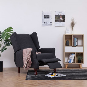 Armchairs Dark gray Polyester, Wooden frame Medium
