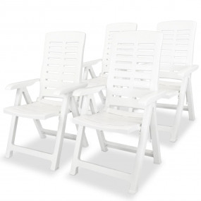 Garden Chair Set of 4 White Plastic Medium Foldable