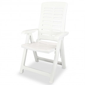 Garden Chair Set of 6 White Plastic Standard Foldable