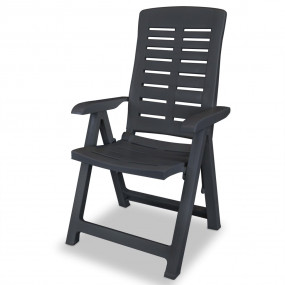 Reclining Chair Set of 4 Anthracite Plastic Standard Fo...