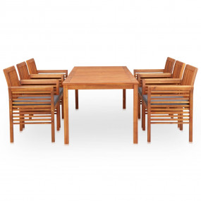 Outdoor Dining Set Brown frame and dark gray cushions