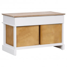 Hall Bench White and wood Paulownia wood and MDF 27.6x1...