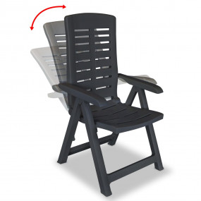 Garden Chair Set of 6 Anthracite Plastic Standard Folda...