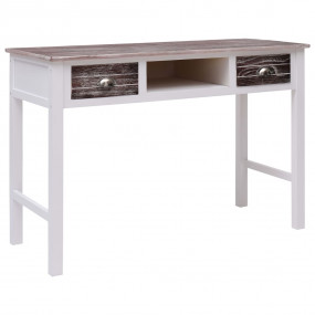 Desk Brown and White Paulownia Wood and Poplar Wood