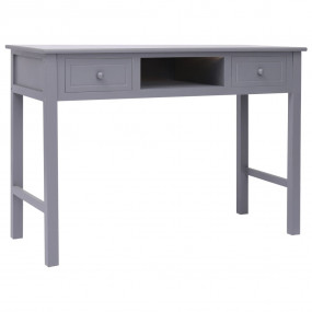 Desk Grey Paulownia wood, Poplar wood Medium Desk Recta...