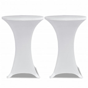 Table Cover Set of 4 White Polyester 90%, Elastane 10% ...
