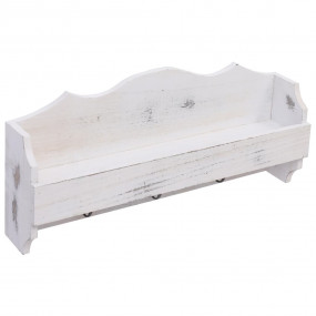 Coat Rack White Paulownia Wood Compact Wall Mounting Co...