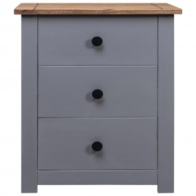 Bedside Cabinet Grey and Natural Solid Pine Wood 18.1x1...