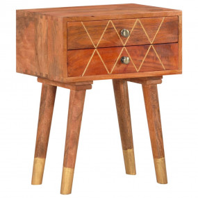 Bedside Cabinet Brown Solid Mango Wood 16.9 in x 11.8 i...