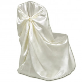 Chair Cover Set of 12 Cream Satin (100% Polyester) Univ...