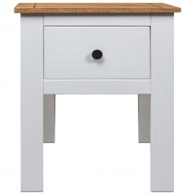 Bedside Cabinet White, Natural Solid Pine Wood 18.1x15....