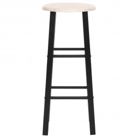 Bar Stool Set of 2 Black and wood Steel frame, MDF seat...