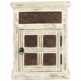 Bedside Cabinet White Solid Mango Wood 15.7x11.8x19.7 i...