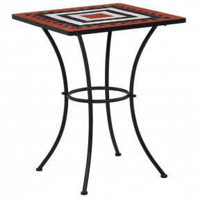 Mosaic Bistro Set Terracotta and white Powder-coated ir...