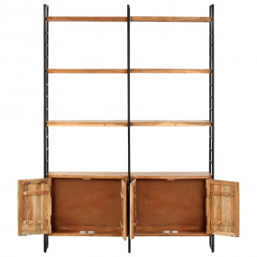 Bookcase Natural Wood Brown Solid Acacia Wood, Powder-C...