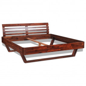 Double Bed Brown Solid Acacia Wood Double Wood Grain Do...
