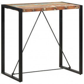 Bar Table Multicolor Solid Reclaimed Wood, Steel Medium...