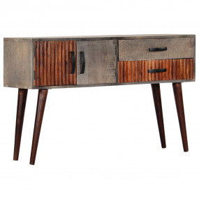 Console Table Grey and Brown Solid Rough Mango Wood