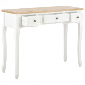 Dressing Table White and Brown MDF and Pinewood Compact