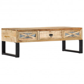 Coffee Table Natural wood, Black Solid mango wood, Galv...