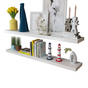 Wall Rack Set of 4 White MDF 47.2 in long Wall Mounted
