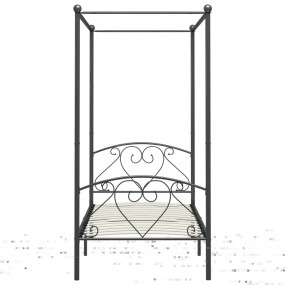 Bed Frame Grey Metal Double Durable Bed Frame Rectangul...