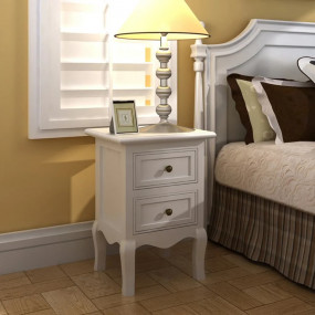 Nightstand Set of 4 White MDF Standard Bedside Table