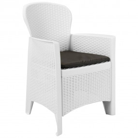 Bistro Set White Plastic, 100% polyester Standard Light...