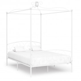 Bed Frame White Metal Double Decorative Inlays Bed Fram...