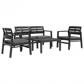 Patio Lounge Set Set of 4 Anthracite Plastic Medium Lig...