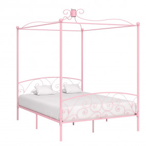 Bed Frame Pink Metal, Plywood Full Classic/Traditional