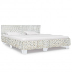 Bed Frame Grey Mahogany wood, Mango wood, Natural ratta...