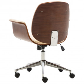 Office Chair Cream + Brown Faux leather, Bentwood, Chro...