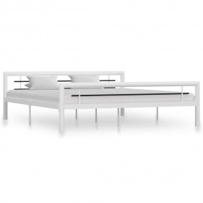 Bed Frame White and Black Metal Super King Durable Bed ...
